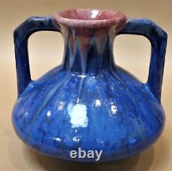 Art Deco Pierrefonds Drip Glaze Handle Vase Made In France