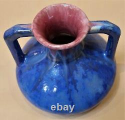 Art Deco Pierrefonds Drip Glaze Handle Vase Made In France