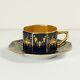 Art Deco Rosenthal German Porcelain Cup Saucer Demitasse Raised Gold Cobalt Blue