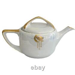 Art Deco Rosenthal Selb Bavaria Donatello Teapot Chartreuse Luster Gold Trim'26