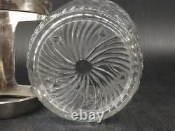 Art Deco SAINT LOUIS Crystal Ice Bucket Flower Decor Silver Plated Cross Handle