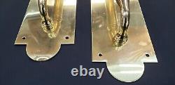 Art Deco Solid Brass Push Pull Door Handles with Scalloped Back Plates