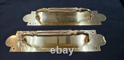 Art Deco Solid Brass Push Pull Door Handles with Scalloped Back Plates