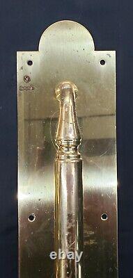 Art Deco Solid Brass Push Pull Door Handles with Scalloped Back Plates