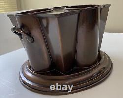 Art Deco Solid Copper Brass Wine 4 Bottle Ice Chiller Cooler Bucket