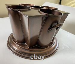 Art Deco Solid Copper Brass Wine 4 Bottle Ice Chiller Cooler Bucket