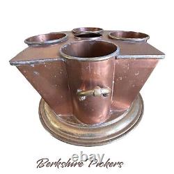 Art Deco Solid Copper Brass Wine 4 Bottle Ice Chiller Cooler Bucket