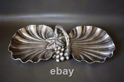 Art Deco Spanish Valenti Silvered Bronze Serving Dish with Handle Scallop Tray