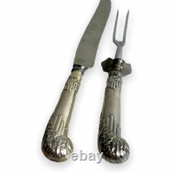 Art Deco Sterling Silver Carving Handles Set of Knife & fork Carving Serveware
