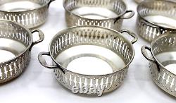 Art Deco Sterling Silver Two Handled Cream Soup Bouillon Holders Set of 9