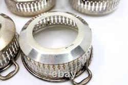Art Deco Sterling Silver Two Handled Cream Soup Bouillon Holders Set of 9