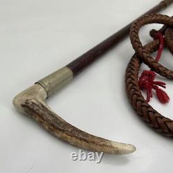 Art Deco Vintage Swaine Hunting Whip Riding Crop Antler Handle England 1940s