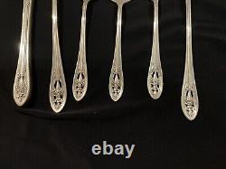 Art Deco WALLACE LUXOR PLATE Hollywood 61 Pcs Flatware Lot Wood Case circa 1937