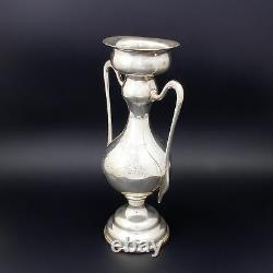 Art Deco Walker & Hall Engraved Sterling Silver 454Gr 2 Handle Urn Posy Vase
