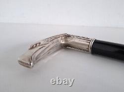 Art Deco Walking Stick Handle As Eagle Head 900er Silver Dated 1909 L 88 CM