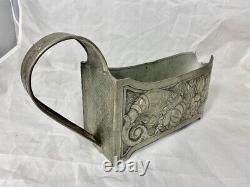 Art Deco Wine Bottle Holder Repoussé Pewter Clad Server Hand Made