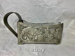 Art Deco Wine Bottle Holder Repoussé Pewter Clad Server Hand Made