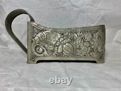 Art Deco Wine Bottle Holder Repoussé Pewter Clad Server Hand Made