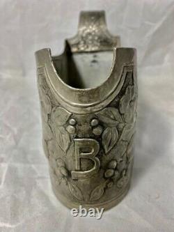 Art Deco Wine Bottle Holder Repoussé Pewter Clad Server Hand Made