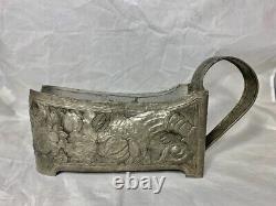 Art Deco Wine Bottle Holder Repoussé Pewter Clad Server Hand Made