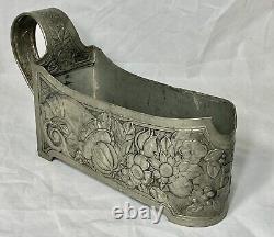 Art Deco Wine Bottle Holder Repoussé Pewter Clad Server Hand Made