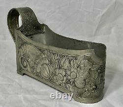 Art Deco Wine Bottle Holder Repoussé Pewter Clad Server Hand Made