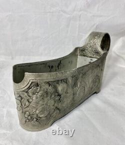 Art Deco Wine Bottle Holder Repoussé Pewter Clad Server Hand Made