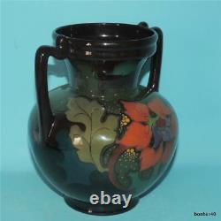 Art-crafts Vintage Gouda Dutch Folk Art Deco Regina Dark High Glaze Handled Vase