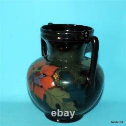Art-crafts Vintage Gouda Dutch Folk Art Deco Regina Dark High Glaze Handled Vase