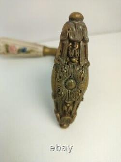 Art deco antique stylish door handle push knob brass Porcelain ornate