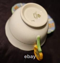 Aynsley Cup & Saucer Set #2036 Art Deco Flower Handle England 1930s Rare VGUC