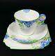 Aynsley Rare Flower Handle Tea Cup And Saucer Trio Art Deco Hand Painted