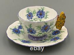 Aynsley Vintage Art Deco Butterfly Handled Tea Cup and Saucer. Rare