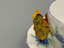 Aynsley Vintage Art Deco Butterfly Handled Tea Cup and Saucer. Rare