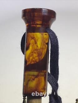 Bakelite Brophy Umbrella Handle Amber Drip Look Art Deco Carved Chunky