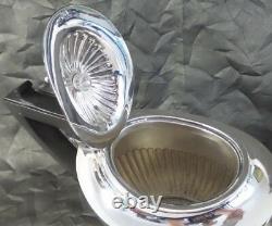 Beautiful Art Deco British Sterling Silver & Ebony Handle Teapot, Poston Co