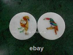 Bird Pattern Inlay Soft Drink Coaster Set Marble Coffee Coaster Set 4.5 Inches