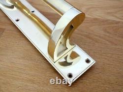 Brass Door Pull Handles (pairs) Art Deco Large Plates Knobs Push Grab Edwardian