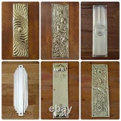 Brass Door Pull Handles (pairs) Art Deco Large Plates Knobs Push Grab Edwardian