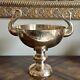 Brass Swan Handled Table Centerpiece Pedestal Bowl Art Deco Metal Vtg 15.5 H