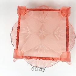 Brockwitz Germany Art Deco Pink Glass Fruit Bowl with 4 Handles 9091