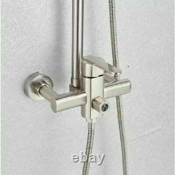 Brushed Nickel Shower Faucet Handheld Sprayer Mixer Tap Wall Mount 1 Handle Set