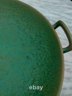 C. 1915 Royal Lancastrian Twin Handled Art Deco Tazza Pedestal Bowl Mottled Green