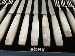 Cased Set Of 6 Stainless & Mother Of Pearl Handled Knives & 6 Forks (mop Ts5)