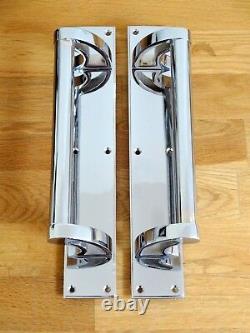 Chrome Art Deco Pull Handles (pairs) Door Plates Knobs Push Grab Edwardian
