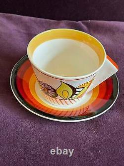 Clarice Cliff Bizarre Devon Conical Block Handle Cup And Saucer Great