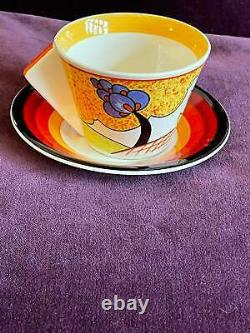 Clarice Cliff Bizarre Devon Conical Block Handle Cup And Saucer Great