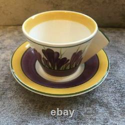 Clarice Cliff Bizarre Lilac Crocus Conical Block Handle Cup & Saucer Great