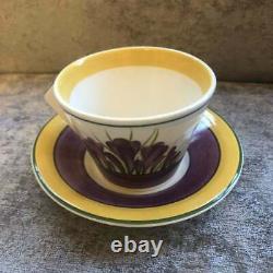 Clarice Cliff Bizarre Lilac Crocus Conical Block Handle Cup & Saucer Great
