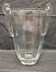 Clear Blown Glass Vase Art Deco Design With Applied Handles 9 Inch # 4108